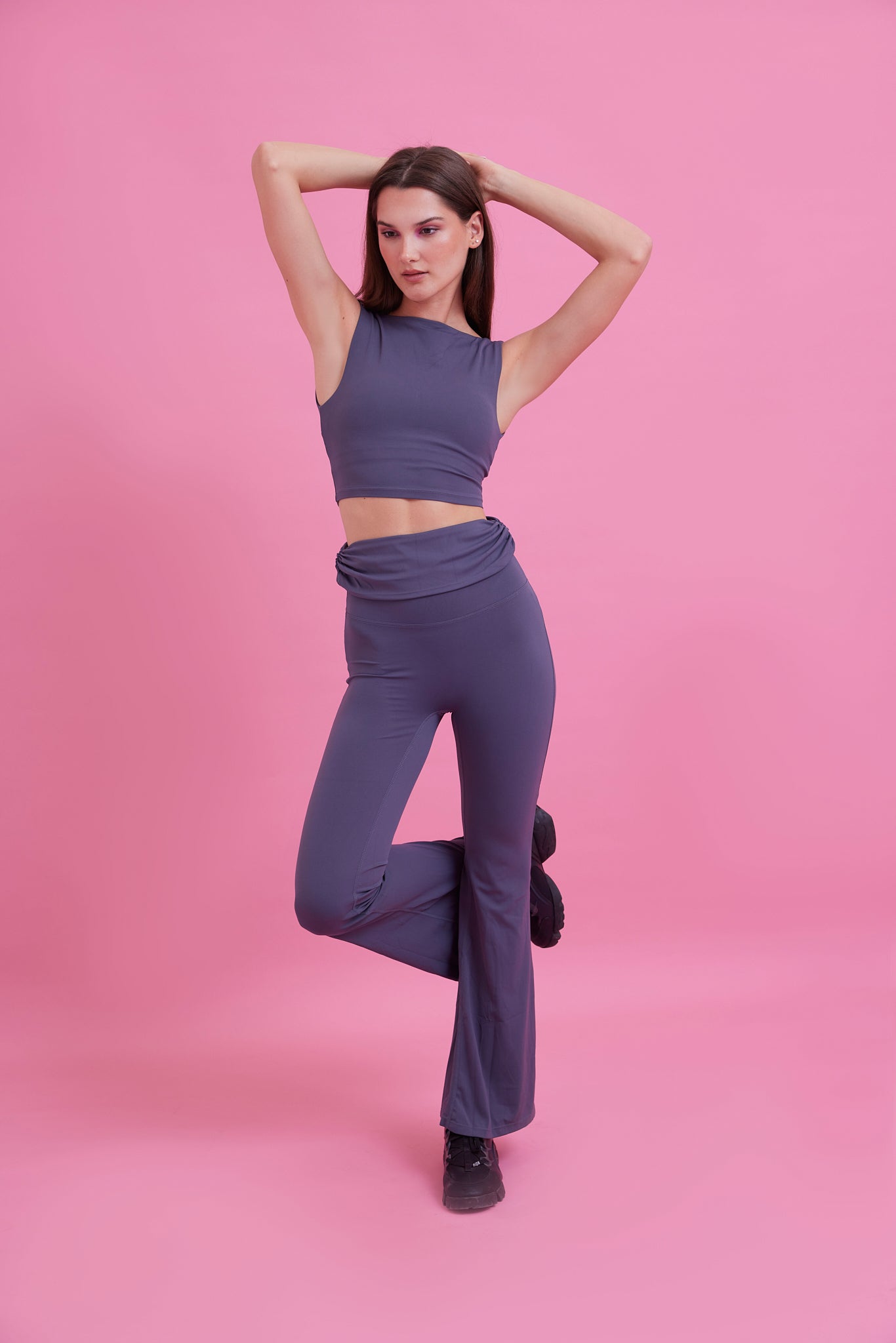 SilkContour Airbrushed Flare Pant in Blueberry grey