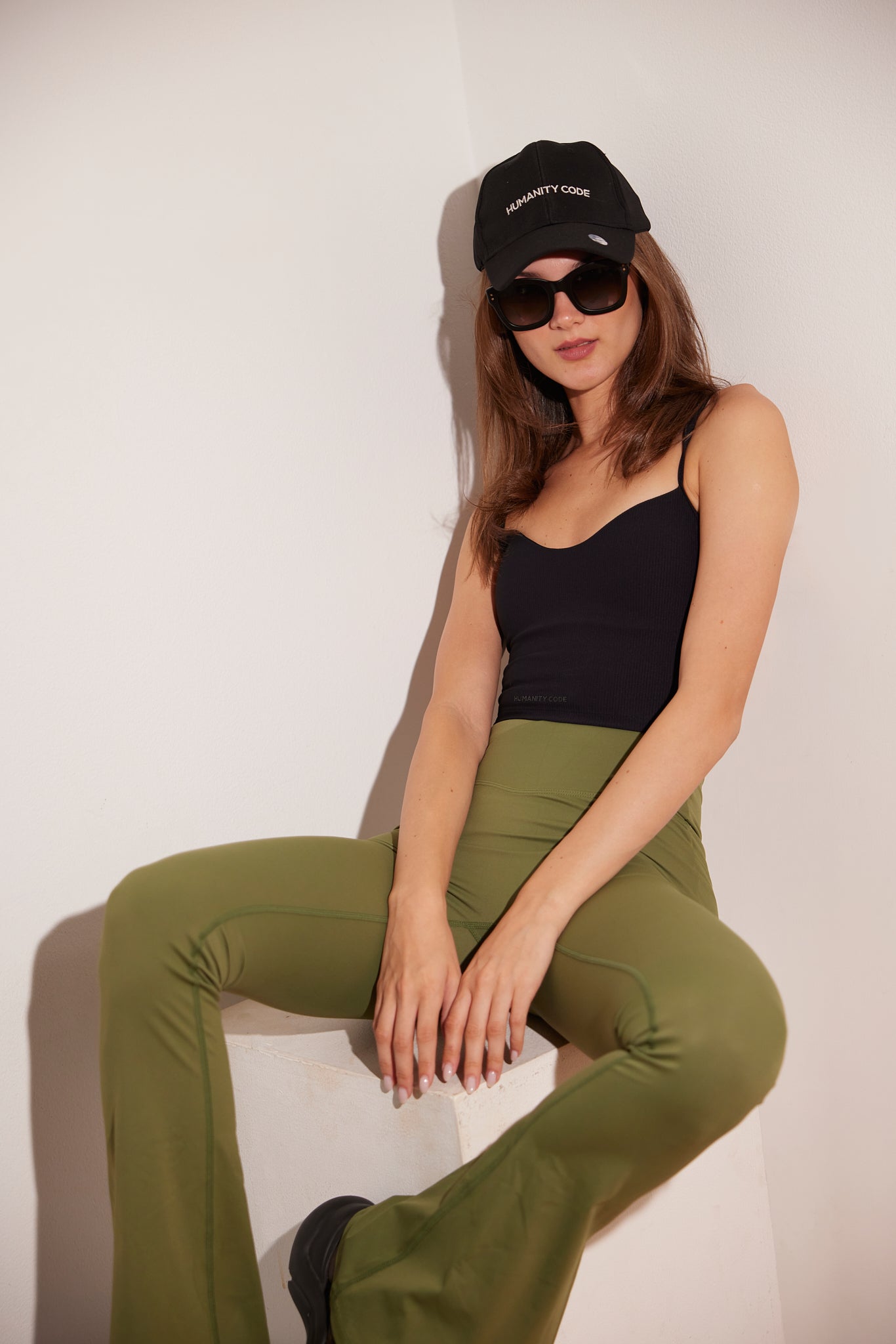 SoftSkin High-Waist Flare Yoga Pant with Pocket in Matcha