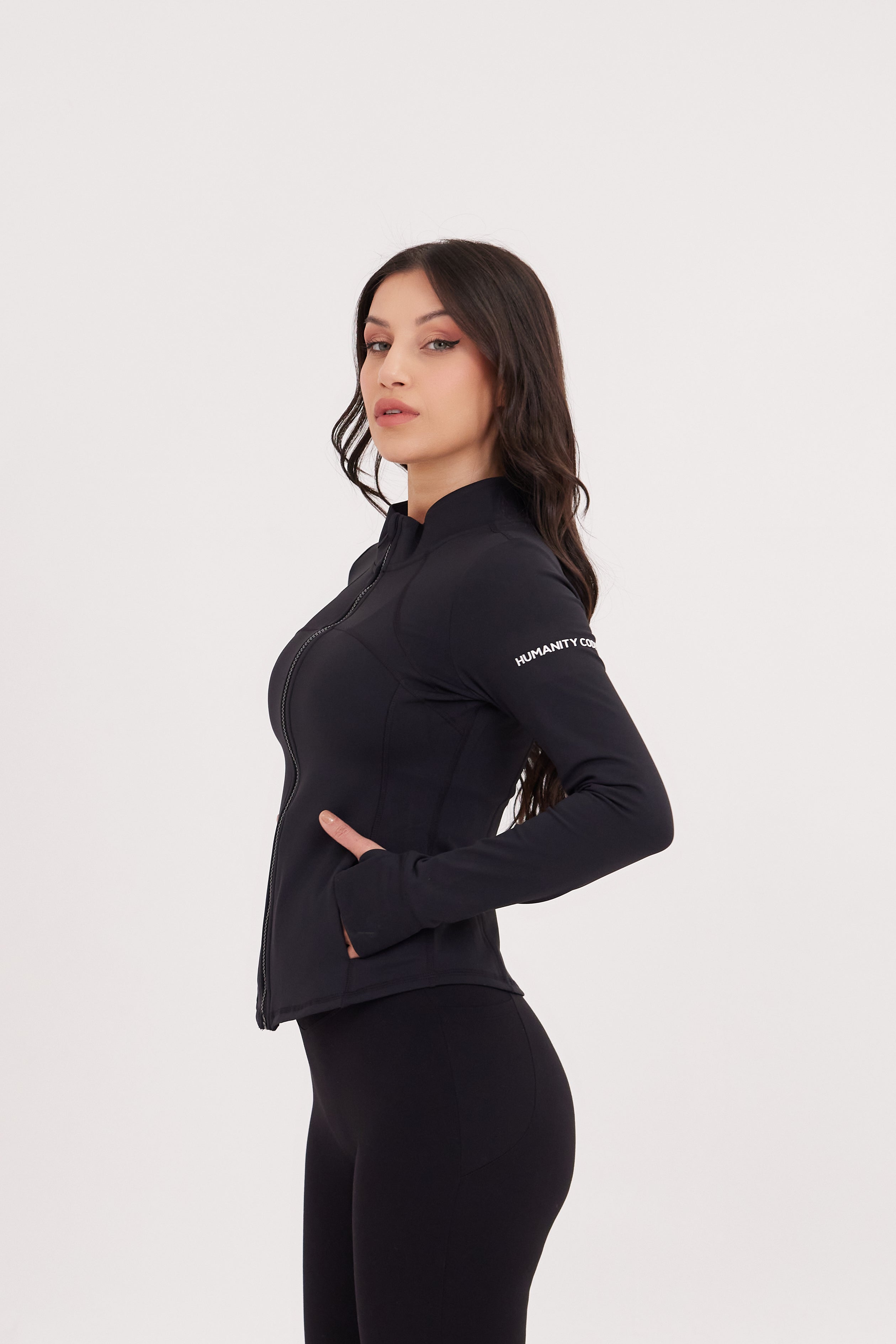 Sculpt Fitted Zipper Jacket Black