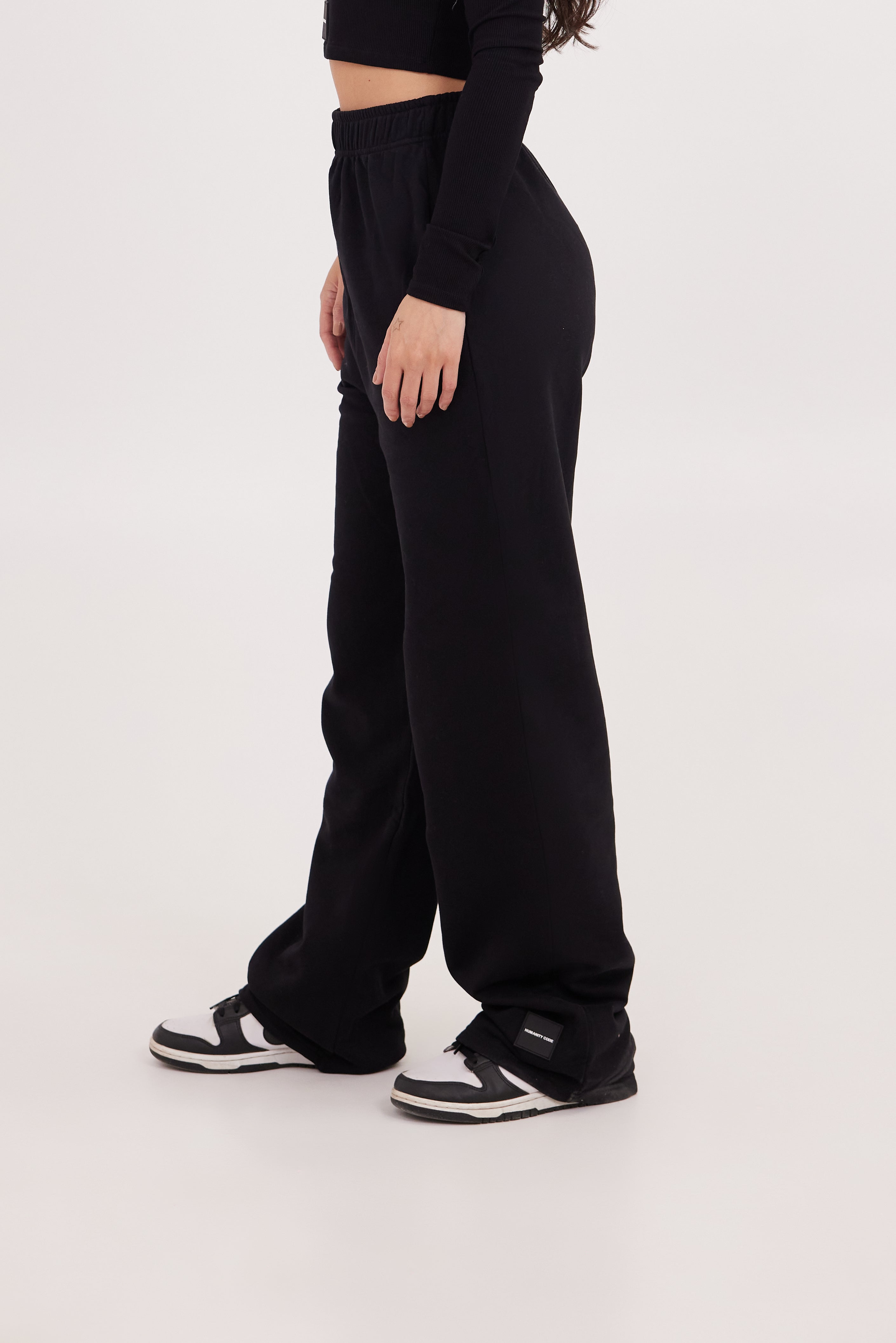 VelvetEase Cotton Wide-Leg Pant black