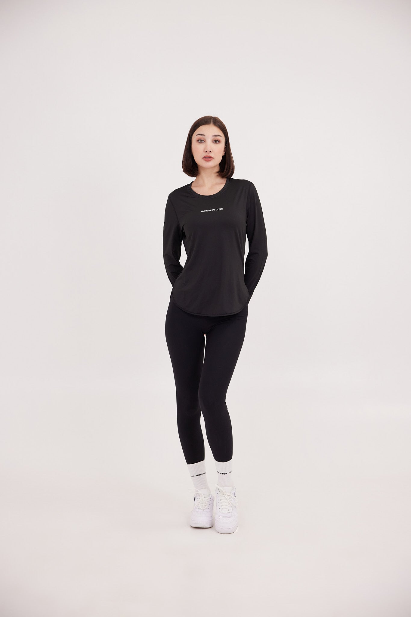 Seamless Long sleeve Top In Black