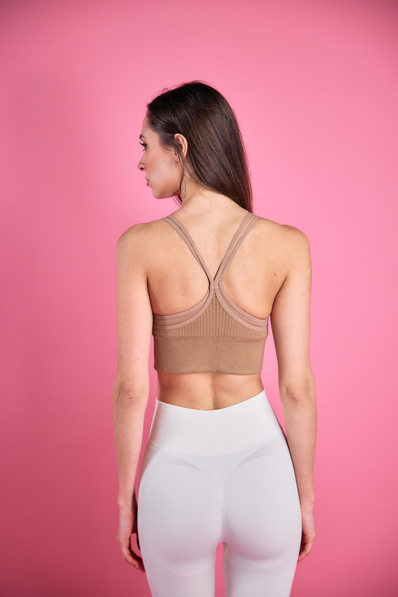 Seamless Sculpt Double Strap Bra Tank in Toffee